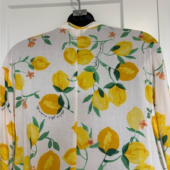 Lemon Print Summer Long Sleeve Midi Dress Size Medium - Picture 8 of 13